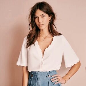 Sezane Antika Blouse, Size 2 (Ecru)